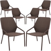 Mainstays Danella Outdoor Patio Wicker Dining Chairs, Set of 6