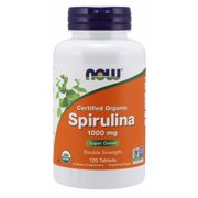 NOW Supplements, Certified Organic, Spirulina 1000 mg (Double Strength), Rich in Beta-Carotene (Vitamin A) and B-12 with naturally occurring GLA , 120 Tablets