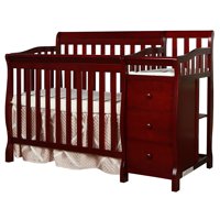 Dream On Me Jayden 4-in-1 Convertible Mini Crib and Changer, Cherry