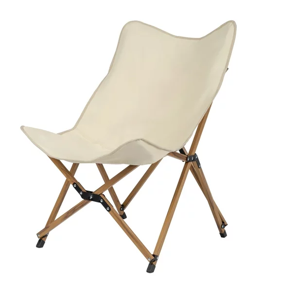 Ktaxon 20"X30"X32" Camping Chair  Portable Stool for Fishing Picnic BBQ, Ultra Light Aluminum Frame with Wood Grain Accent, Khaki