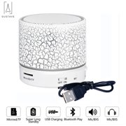 GustaveDesign Portable Mini Wireless Bluetooth Speaker Stereo Sound Box With Colorful Light Support USB & TF Card Mic for iPhone iPod & Android System Equipment Etc "White"
