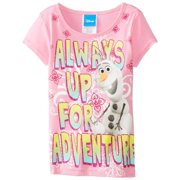 Disney Little Girls' Olaf Graphic T-Shirt, Doll Pink, 6X