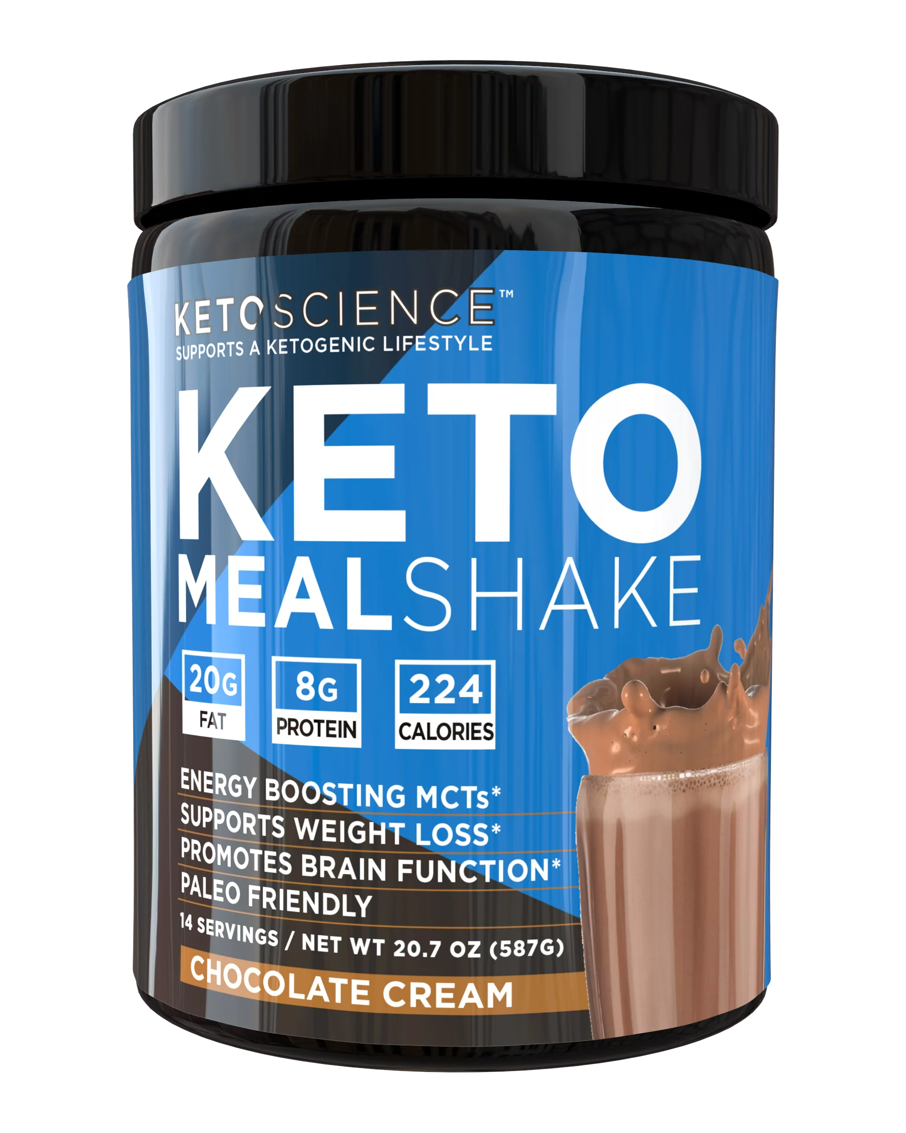 Keto Science Ketogenic Meal Shake Chocolate Dietary Supplement, Meal Replacement, Weight Loss, Intermittent Fasting, 20.7 oz. (587 g), 14 Servings