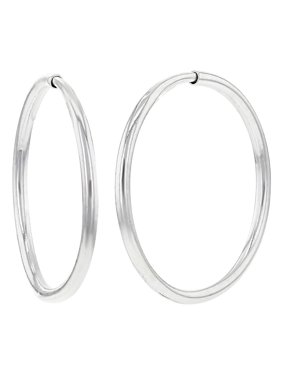 Silver Plated Earrings Plain Endless Hoop Earrings 0.47"