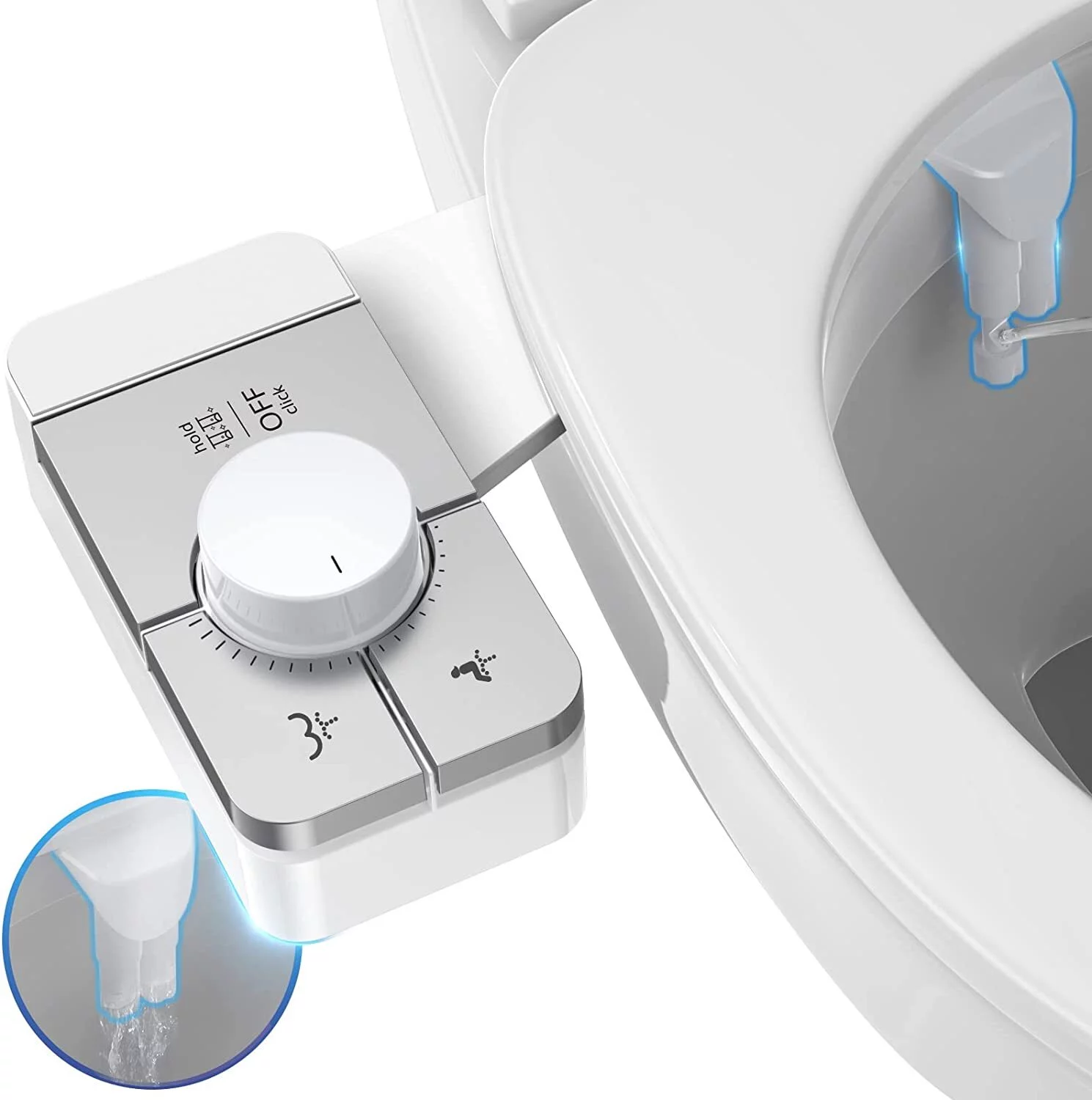 Veken Bidet Attachment for Toilet - Ultra-Slim Self Cleaning Fresh Water Sprayer Bidets Toilet Seat Attachment with Dual Nozzle for Feminine and Posterior Wash
