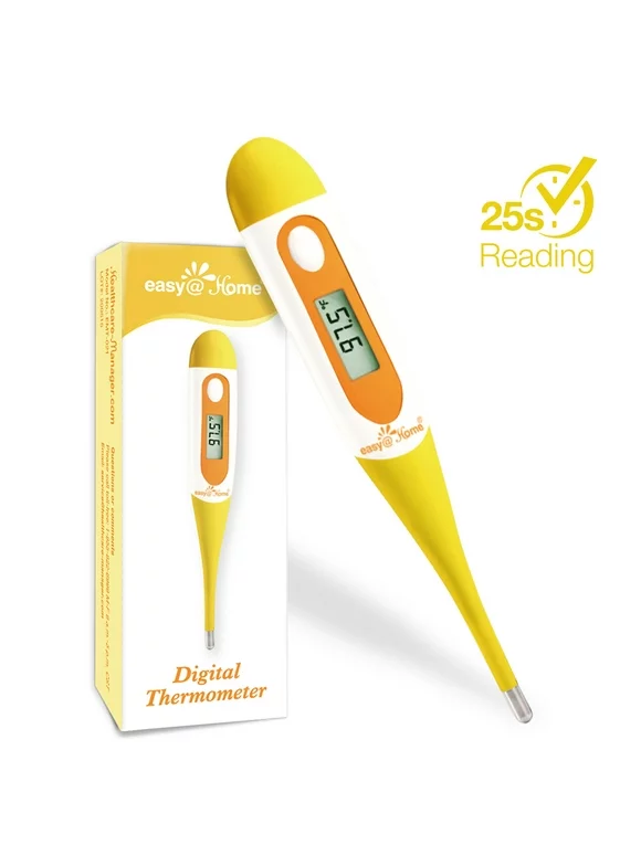 Digital Oral Underarm Thermometer, Fast Reading Temperature, Fever Alarm EMT-021B-Yellow