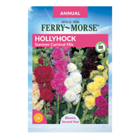 Ferry-Morse Summer Carnival Mix Hollyhock Seeds - Since 1856, Non-GMO, Guaranteed Fresh, Annual Flower Gardening Seeds