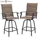 Sophia & William 2PCS Outdoor Patio Swivel Bar Stools Padded Steel Frame Height Bistro Bar Chairs with High Back and Armrest