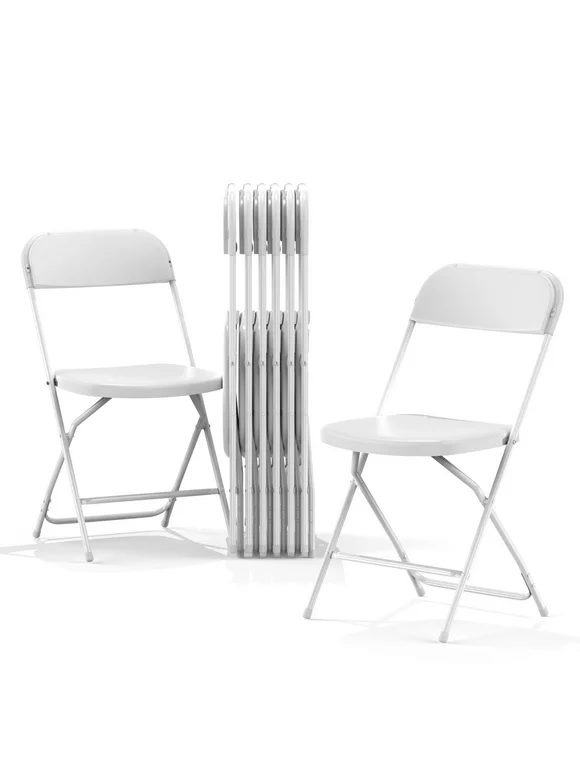 Folding Chairs Portable Lawn Chairs for Kitchen and Dinning Room Heavy Duty and Light Weighted for Outdoor Events Set of 8, White