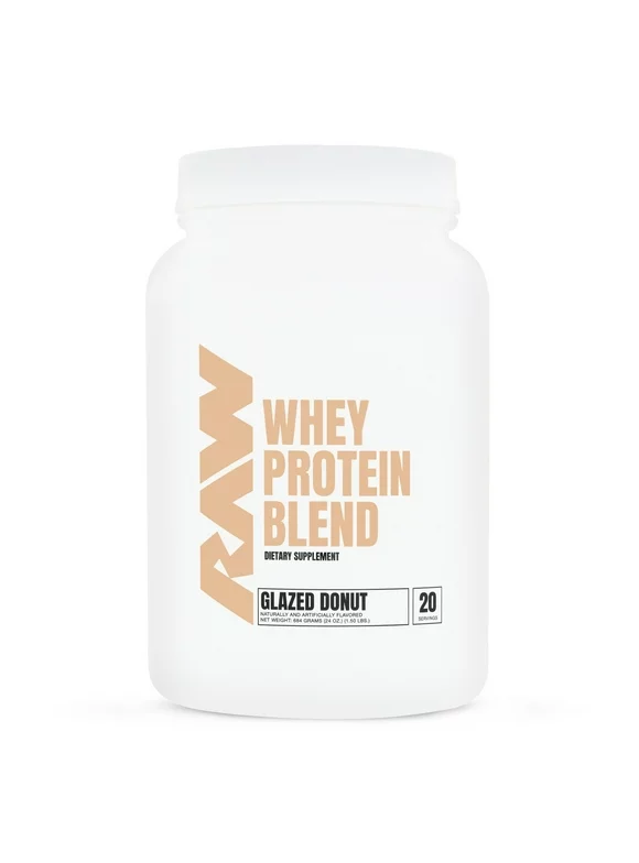 RAW Nutrition Whey Protein Powder, Glazed Donut, 20 Servings