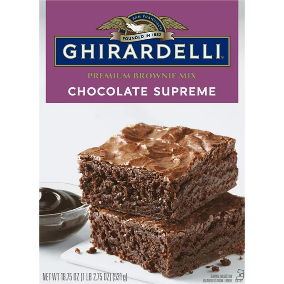 Ghirardelli Chocolate Supreme Brownie Mix, Includes Chocolate Syrup, 18.75 oz Box