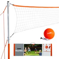 Franklin Sports Volleyball Net Starter Set - Includes PVC Volleyball with Pump, Adjustable Net, Stakes, Ropes - Beach or Backyard Volleyball - Easy Setup