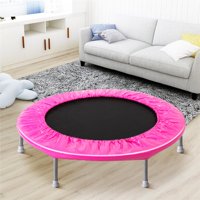 38 Inch Mini Trampoline, Rebounder Trampoline with Safety Tough Springs Pad for Adults and Kids, Indoor Outdoor Body Fitness Exercise Training, Workout Cardio Training Max Load 180lbs,Pink