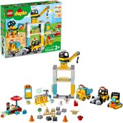 LEGO DUPLO Construction Tower Crane & Construction 10933 Creative Building Playset with Toy Vehicles; Build Fine Motor, Social and Emotional Skills; Gift for Toddlers, New 2020 (123 Pieces)