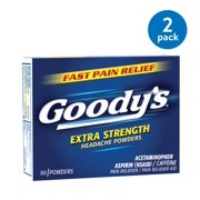 (2 Pack) Goody's Extra Strength Fast Pain Relief Aspirin Powder Stick Headache Powders, 50.0 CT
