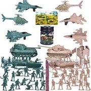 180 PCs Army Men Action Figures for Boys , WW 2 Military Figures Toy Set with a Map, Toy Tanks, Planes, Flags, Soldier Figures, Fences & Accessories F-438
