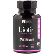 Sports Research  Biotin with Coconut Oil  2 500 mcg  120 Veggie Softgels