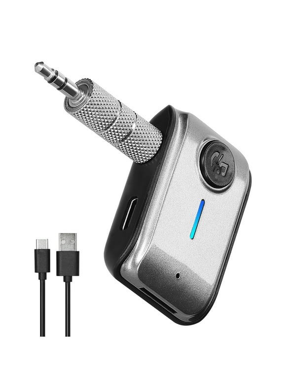 Meterk Car BT Receiver 3.5mm AUX BT Car Adapter Wireless Audio Receiver Built-in Mic Support TF Card Input Hands-free Calling for Car/Home Stereo, Wired Headphone, Speaker