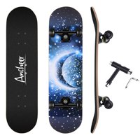 33''Pro Skateboards Cruiser Complete Skateboard Long board, 7 Layer Maple Wood Skate board Deck with ABEC-11 Bearing Perfect Present Gifts for Boys Girls Youths Beginners RllYE