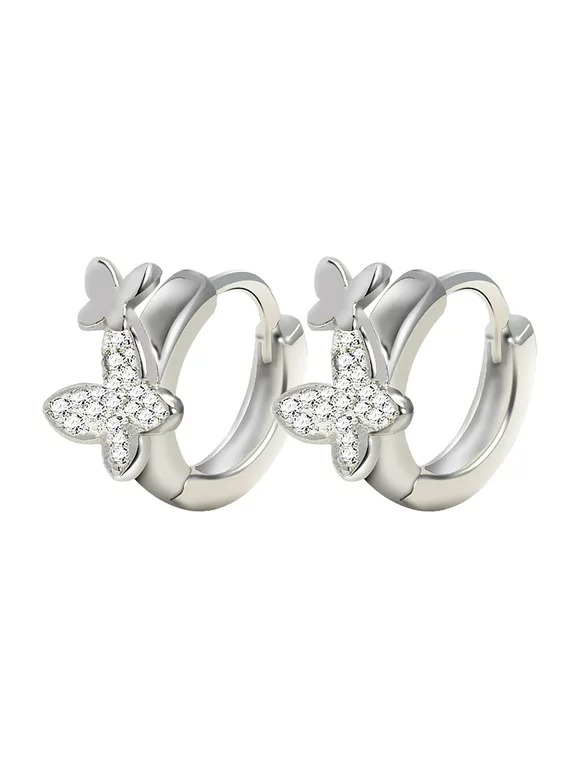 Egmy 925 Sterling Silver Drop Earrings Zircon Butterfly for Party Decoratio for Wome