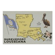 Shreveport, Louisiana - Detailed Map of State (20x30 Premium 1000 Piece Jigsaw Puzzle, Made in USA!)