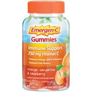 (2 pack) Emergen-C Gummies (45 Count, Orange, Tangerine and Raspberry Flavors) Immune Support with 750mg Vitamin C Dietary Supplement, Caffeine Free, Gluten Free