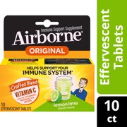Airborne Vitamin C 1000mg Immune Support Supplement, Effervescent Formula, Lemon Lime, 10 Count (Packaging May Vary)