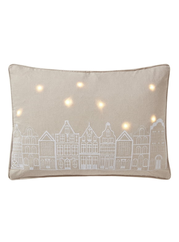 My Texas House Tinsley 14" x 20" White Pepper Light Up Decorative Pillow Cover