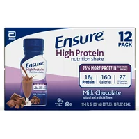 Ensure High Protein Nutritional Shake with 16g of High-Quality Protein, Ready-to-Drink Meal Replacement Shakes, Low Fat, Milk Chocolate, 8 fl oz, 12 Count