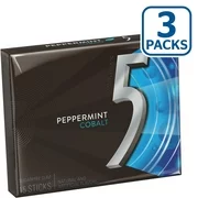 (3 Pack) 5 Gum, Sugar Free Peppermint Cobalt Chewing Gum, 3 Ct
