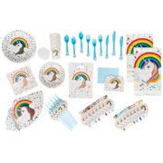 226 Piece Rainbow Unicorn Party Supplies with Tableware and Decorations for Birthdays, Serves 16
