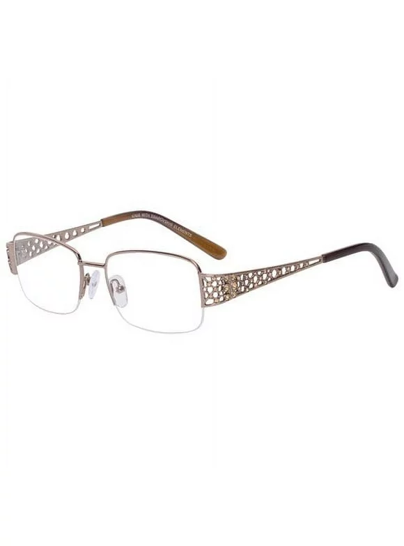 Luxe Women's Square Eyeglasses, WLO320, Brown, 51-17-135