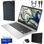 HP 14" Chromebook 1080p FHD IPS Display Laptop Bundle, Intel Celeron N4000 up to 2.6GHz, 4GB DDR4 RAM, 64GB eMMC, Chrome OS + Sleeve, Mouse and Mazepoly Accessories