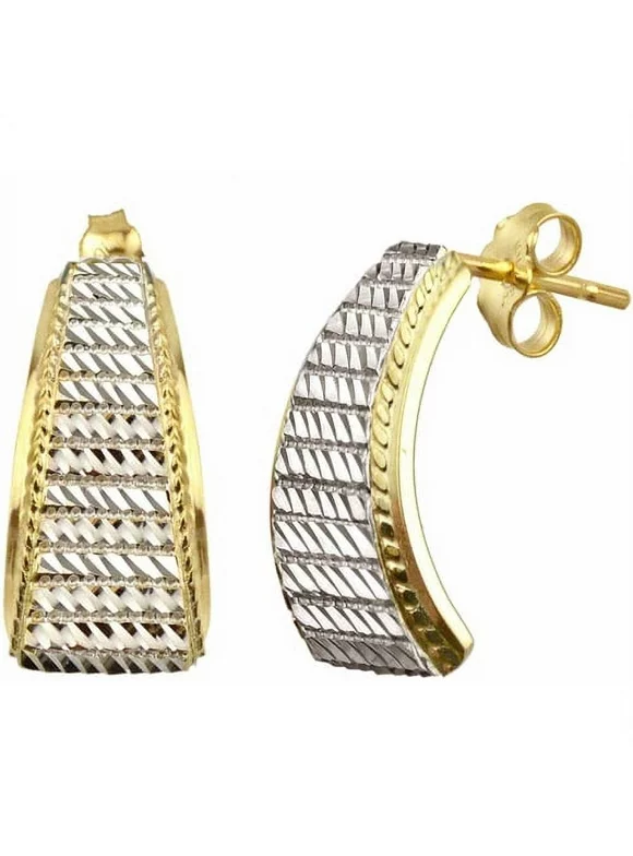 Handcrafted 10kt Yellow Gold Diamond-Cut Earrings