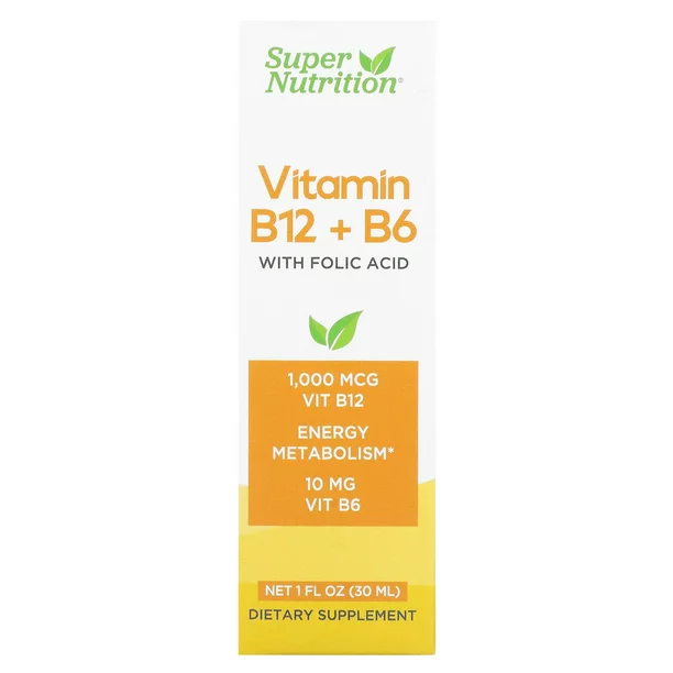 Vitamin B12 + B6 with Folic Acid, 1 fl oz (30 ml), Super Nutrition