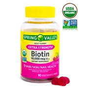 Spring Valley Biotin 10,000mcg Vegetarian Gummies, 90ct