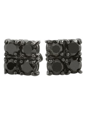 4 Stone Box Black CZ Diamond Bling Bling Earrings