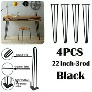 Black Coffee Table Hairpin Legs 22" (4pcs) Solid Iron Metal Bar NEW