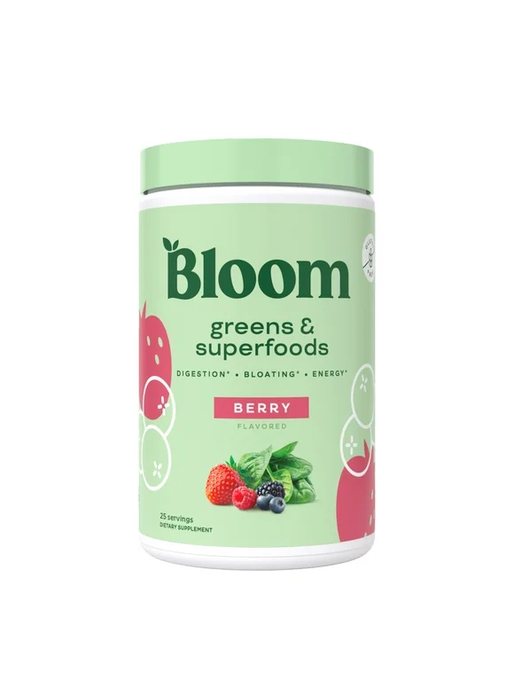 Bloom Nutrition Greens & Superfoods Powder, Mixed Berry, 25 Servings