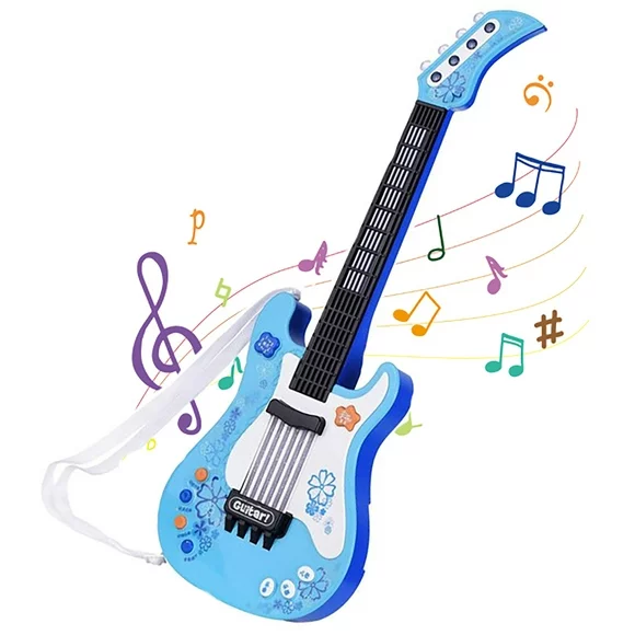Kids Guitar for Children, Music Toys Guitar for Kids Toddler Electric Guitar with Strap, Kids Blue Guitar Musical Instrument Toys