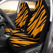 FMSHPON Set of 2 Car Seat Covers Orange Pattern Abstract Zebra Tiger Stripes Striped Neon Universal Auto Front Seats Protector Fits for Car,SUV Sedan,Truck