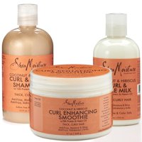 Shea Moisture Coconut and Hibiscus Combination Pack- 12 oz. Curl Enhancing Smoothie, 8 oz Curl Style Milk & 13 oz Shampoo
