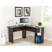 Inval Merlin Laminate Dual Surface Corner Office Desk, Espresso-wengue