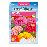 Ferry-Morse Cut and Come Again Zinnia Seeds - Since 1856, Non-GMO, Guaranteed Fresh, Annual Flower Gardening Seeds