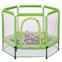 Booyoo Trampoline with Balls Indoor Outdoor Jump Enclosure Net Mini Steel Bounding Bed for Kids, Type 1