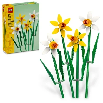 LEGO Daffodils Celebration Gift, Yellow and White Daffodils, Spring Flower Room Decor, Great Gift for Flower Lovers, 40747