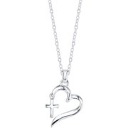 Little Luxuries Women's "Faith Hope Love" Heart with Cross Necklace