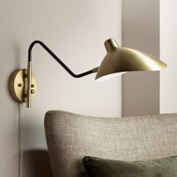 360 Lighting Modern Retro Swing Arm Wall Lamp Bronze Antique Brass Plug-In Light Fixture for Bedroom Bedside Living Room Reading
