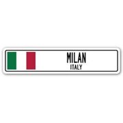 3 Pack: MILAN, ITALY Street Sign Sticker 3" Italian flag city country road - Sticker - Construction Toolbox, Hardhat, Lunchbox, Helmet, Mechanic, Luggage, Skateboard, Surfboard, Bumper
