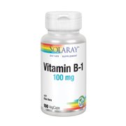 Solaray Vitamin B-1 100 mg | Healthy Energy Metabolism, Skin, Brain, Heart & Nervous System Support | 100 VegCaps